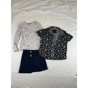 Multi Brand Lot of 3 Skort T-Shirt Button Down Navy Floral Pink Barbie Girl 5T